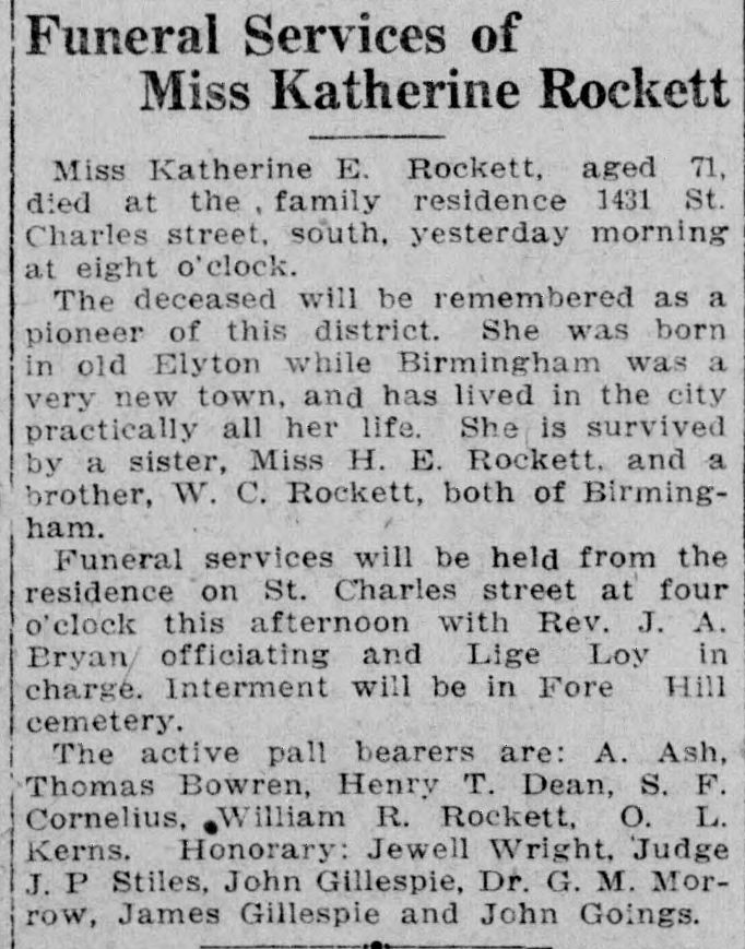 Katherine Rockett obituary